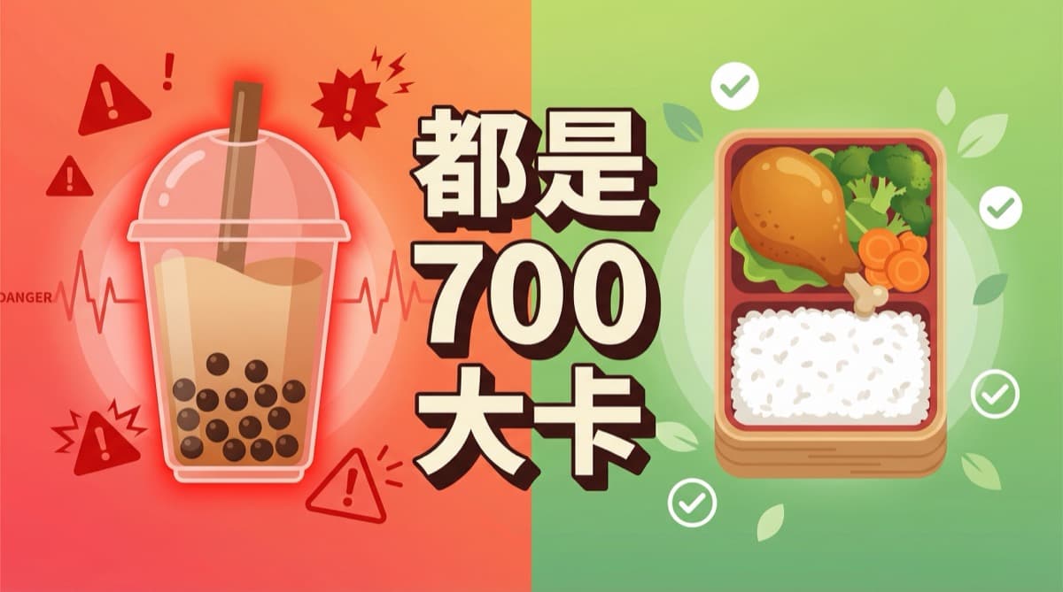 一杯全糖珍奶 700 大卡,一個滷雞腿便當也差不多 700 大卡。但只有一個會讓你胖