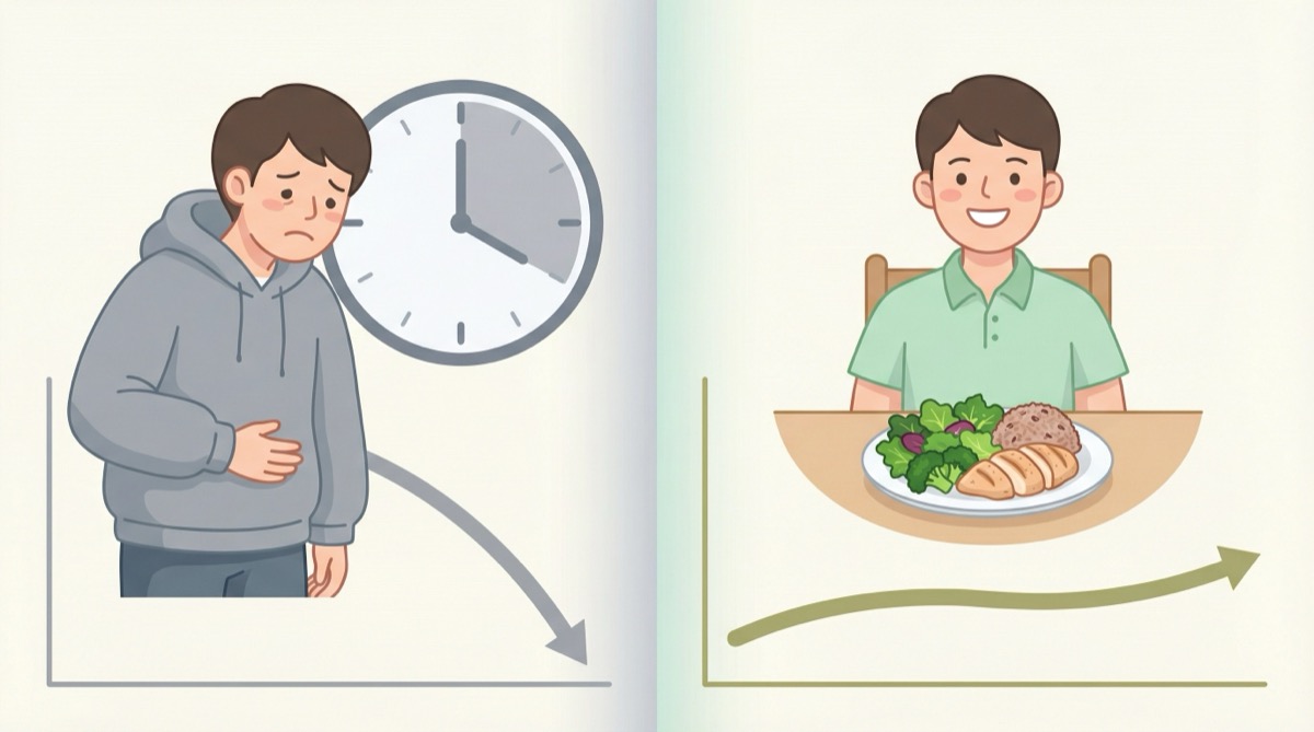 忍餓 vs 吃對的對比